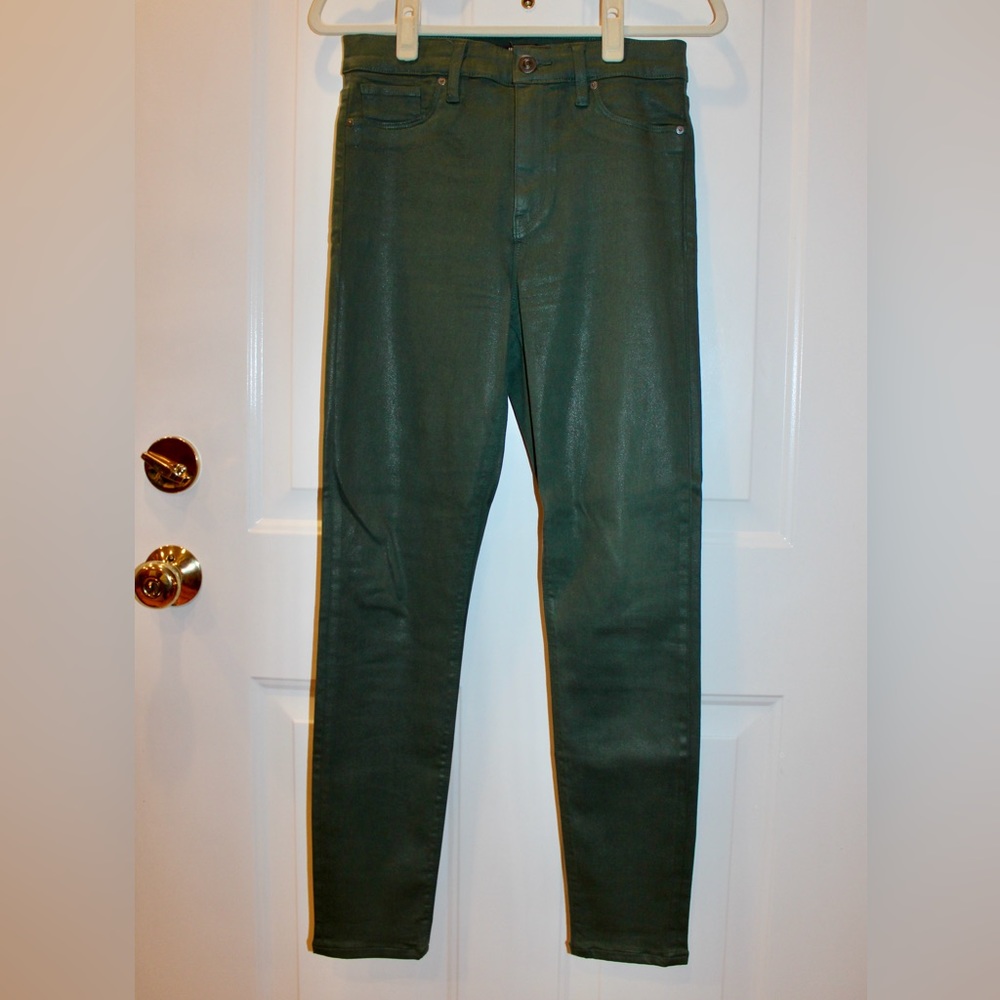 Hudson Jeans - Barbara High-Rise Super Skinny Ankle - Green Coated - 29